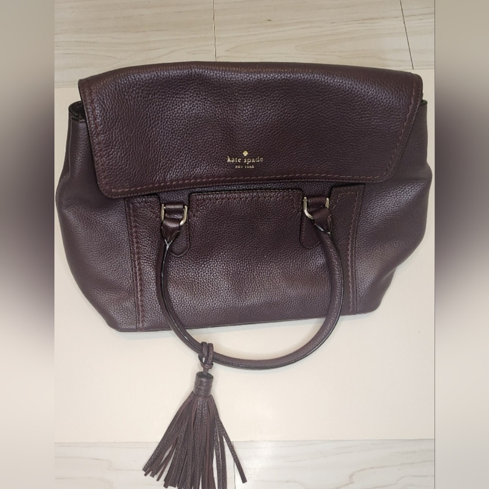 kate spade Brown Leather Shoulder Bag with Tassel